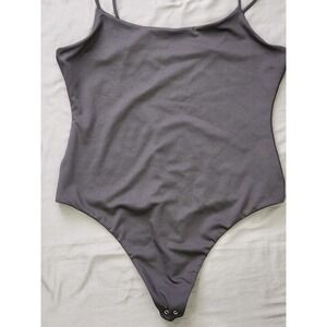 Anthropologie Womens Scoop Neck Spaghetti Strap Thong Bodysuit Black Large